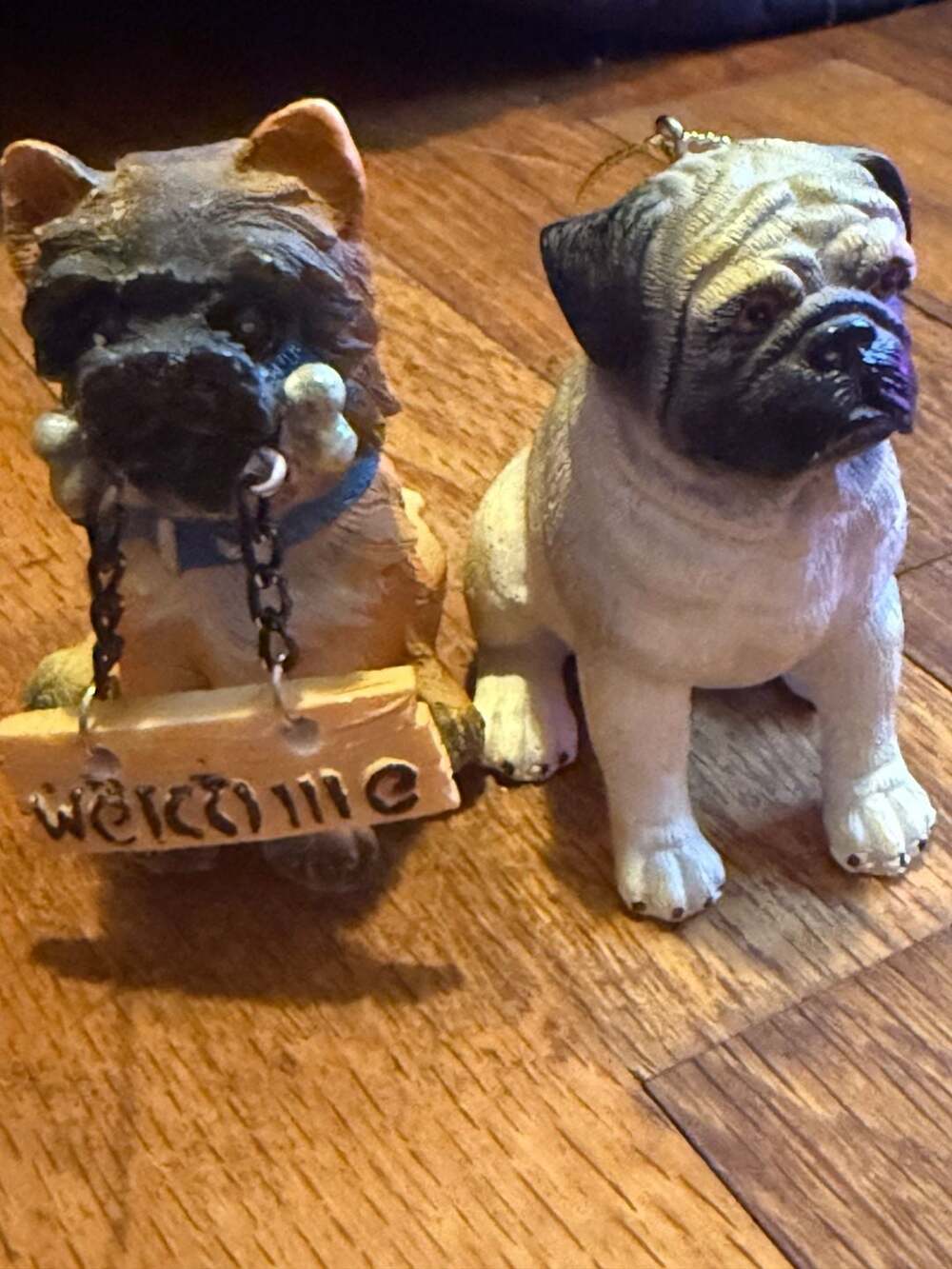 Dog Figurines Resin Miniature Puppy decor bundle of 2 one is an ornament